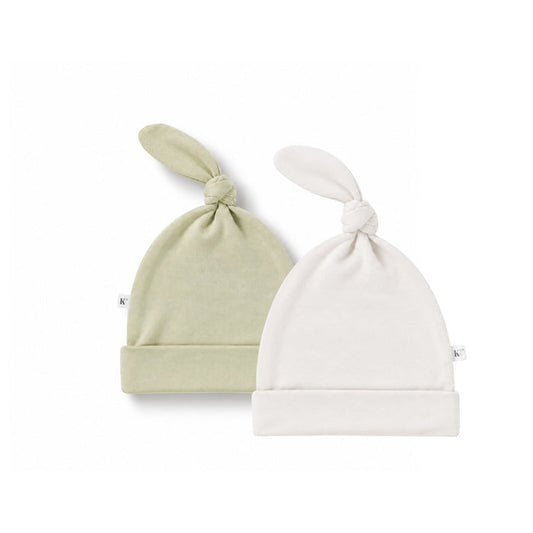 2-Pack Cosy Knot Hat - Pistachio + Ivory