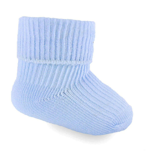 2 PAIR SET BLUE RIBBED TINY BABY SOCKS (PREMATURE TURNOVER SOCKS) PRS07-B - Kidswholesale.co.uk