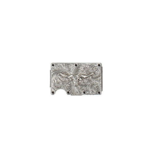 3D Men's RFID Block Steer Head Utility Wallet in Silver
