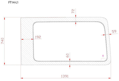 Ford Transit 2015+ Driver Side Forward Fixed Window ( No Sliding Door_Dimensions ) - Campervan HQ
