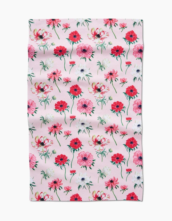 Anemone Garden Flowers Kitchen Tea Towel