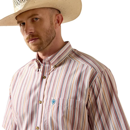 Ariat Men's S/S Pro Series Neil Classic Fit Shirt in Key Largo Blue Stripe