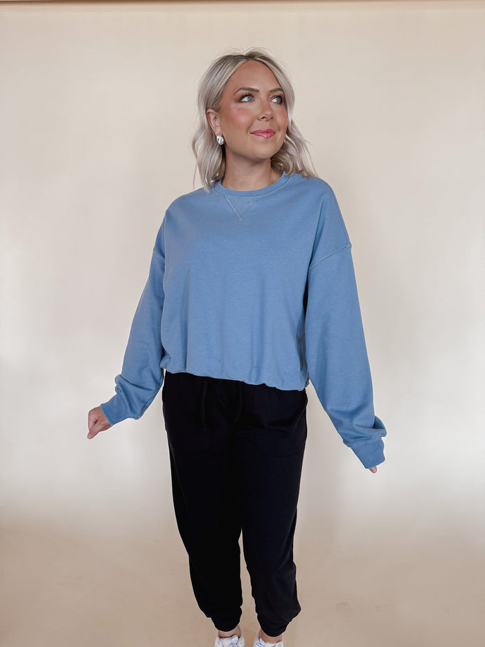Baby Blue Bubble Hem Sweatshirt
