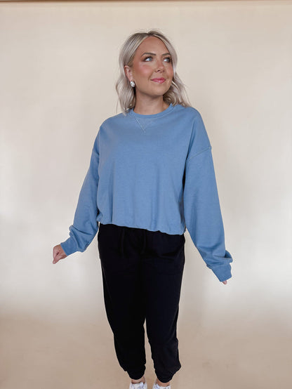 Baby Blue Bubble Hem Sweatshirt