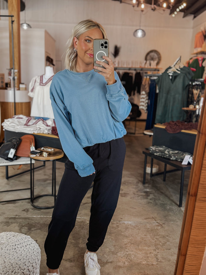 Baby Blue Bubble Hem Sweatshirt