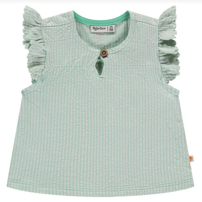 Babyface - Flutter Sleeve Tee - Seafoam Stripe-Short Sleeves-3-6M-Posh Baby