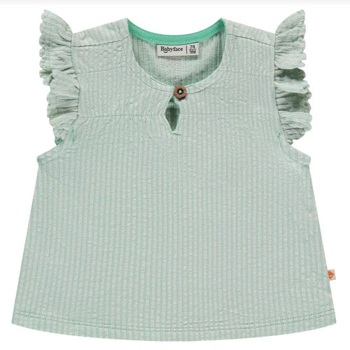 Babyface - Flutter Sleeve Tee - Seafoam Stripe-Short Sleeves-3-6M-Posh Baby