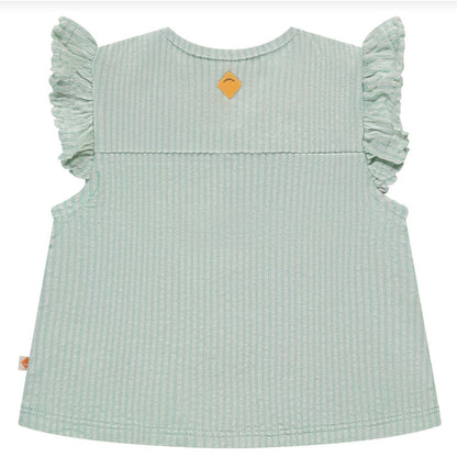 Babyface - Flutter Sleeve Tee - Seafoam Stripe-Short Sleeves-3-6M-Posh Baby