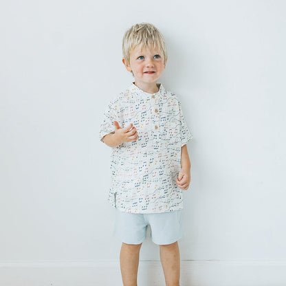 Band Collar Shirt - Gentle Notes