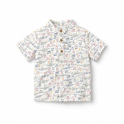 Band Collar Shirt - Gentle Notes