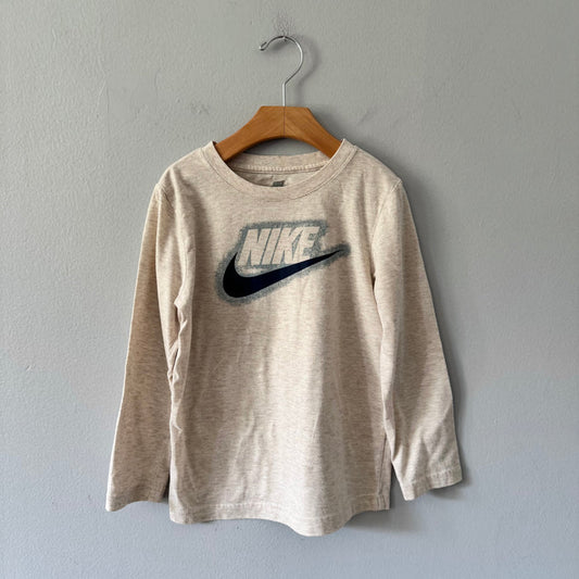 Nike / Beige logo long sleeve top / 5-6Y