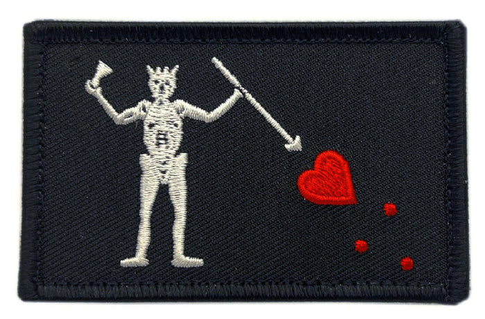 Black Beard Pirate Flag Edward Patch [3.0 X 2.0 Hook Fastener Backing -BE14]