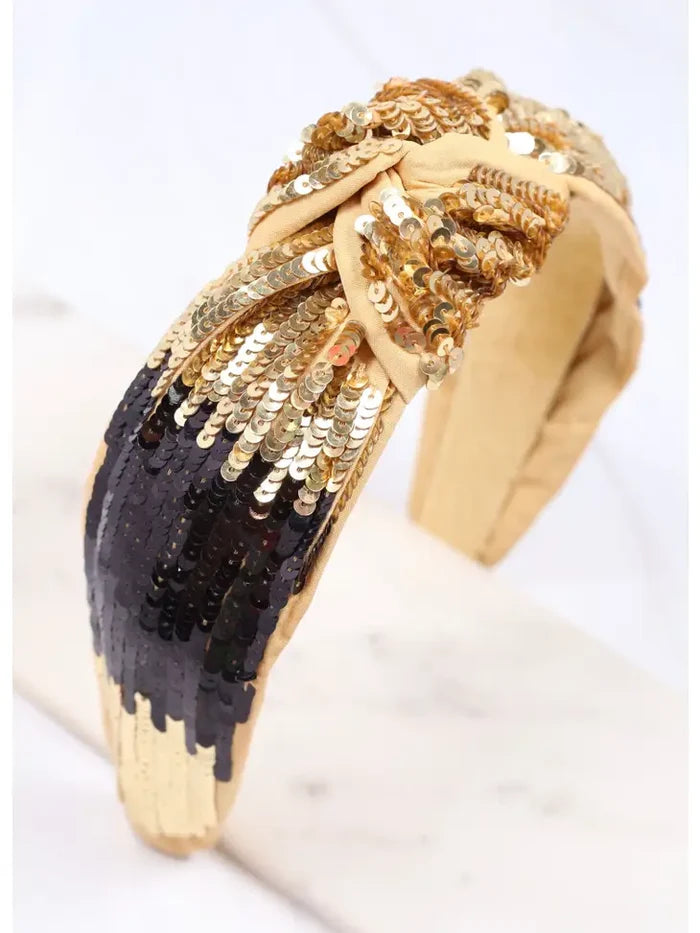 Black & Gold Sequin Headband