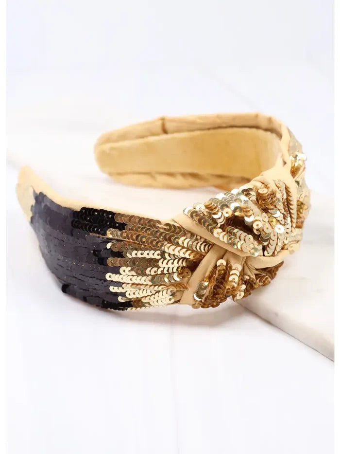 Black & Gold Sequin Headband