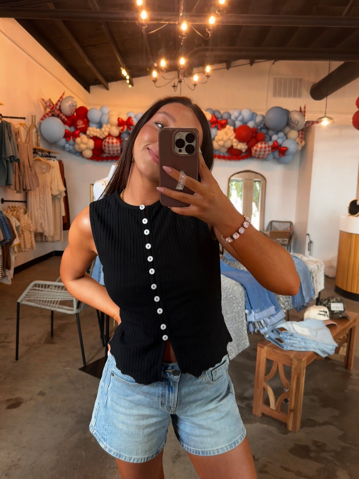 Black Ribbed Tank