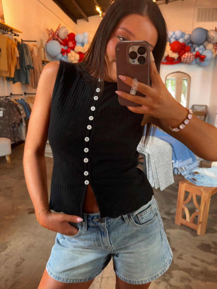 Black Ribbed Tank