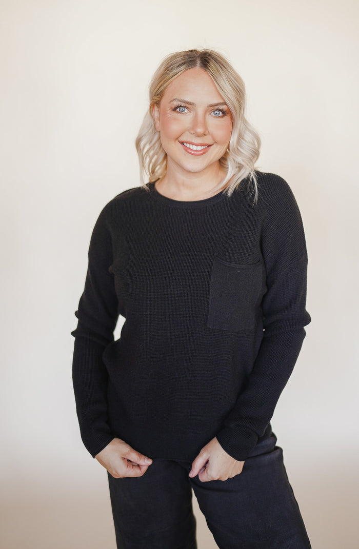 Black Waffle Sweater