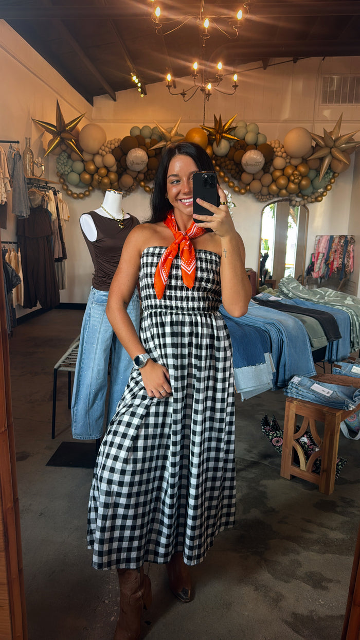 Black & White Strapless Midi