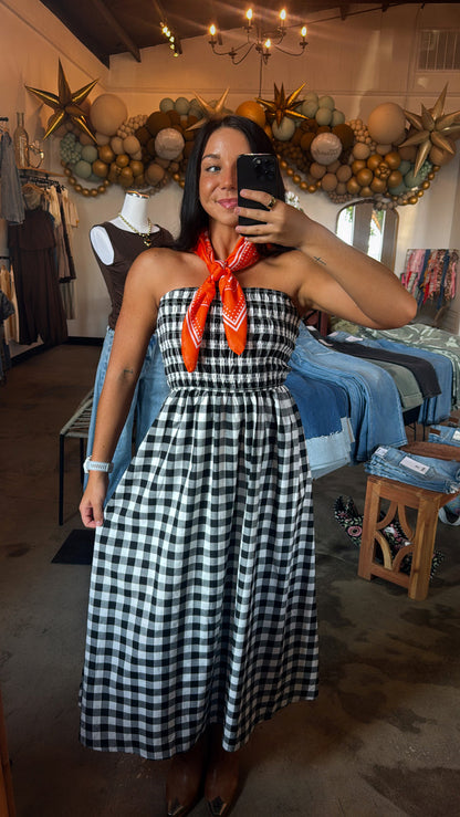 Black & White Strapless Midi