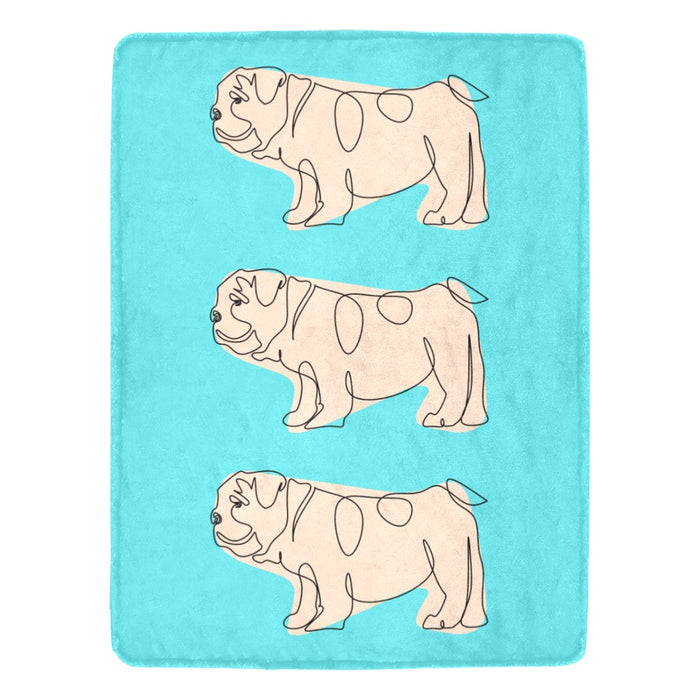 Blue English Bulldog Blanket