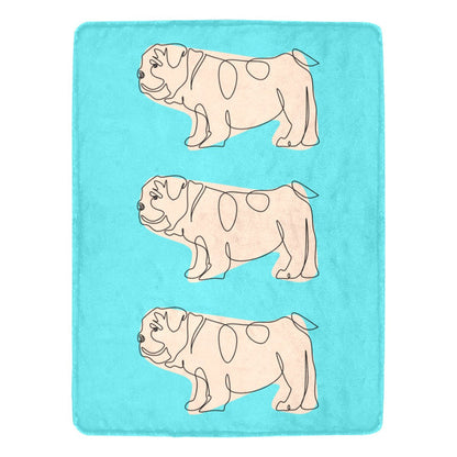 Blue English Bulldog Blanket