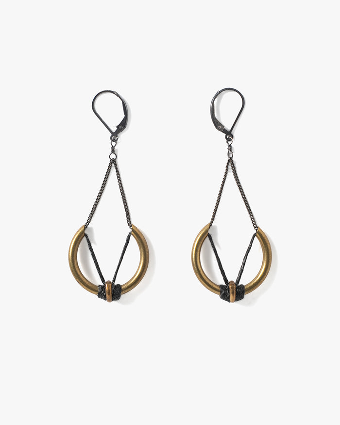 Boet Earrings, Ozarc, Brass and Black