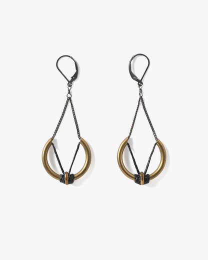 Boet Earrings, Ozarc, Brass and Black