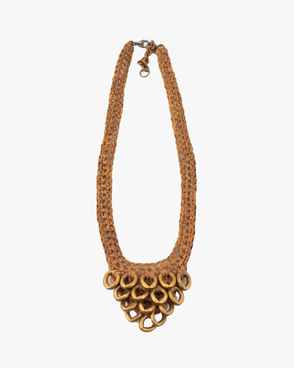 Boet x Kiriko Necklace, Crocheted Artichoke, Kakishibu (Persimmon-Dyed)