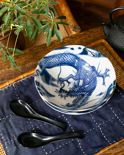 Bowl, Ichiyama, Set of 2 with Spoons, Dragon