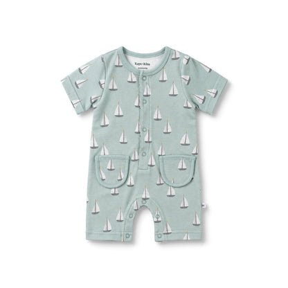 Buttoned Romper -  Sail Away