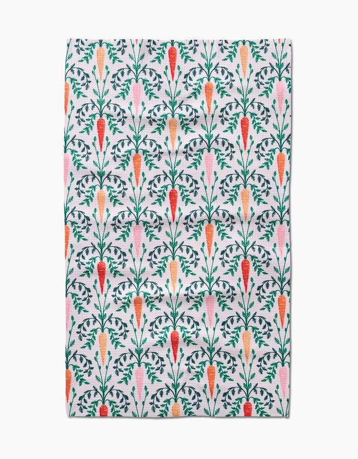 Carrot Damask Kitchen Tea Towel
