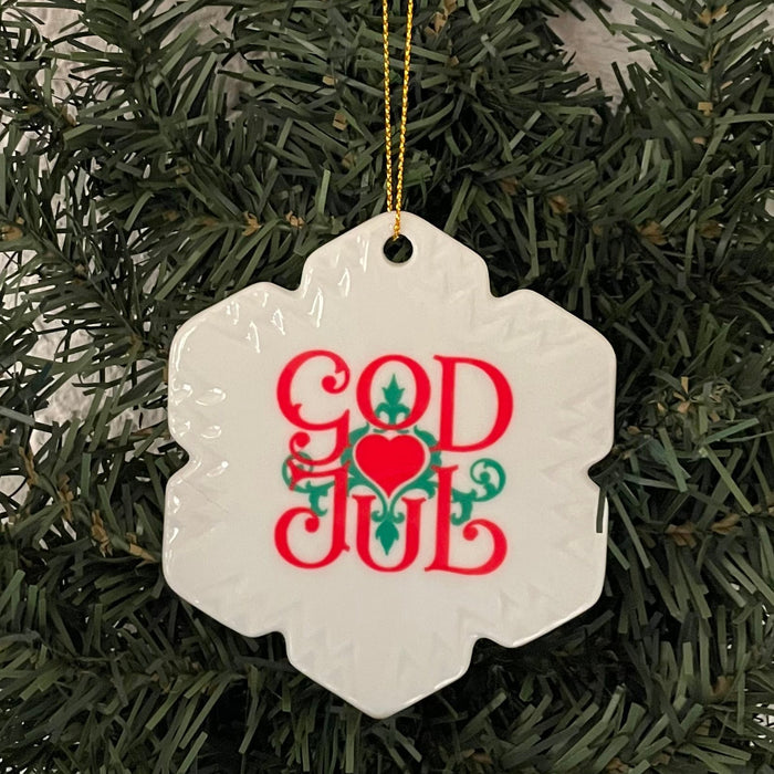 Ceramic Ornament, Snowflake God Jul