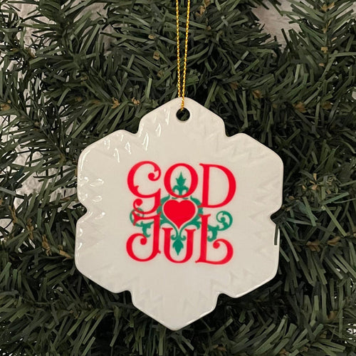 Ceramic Ornament, Snowflake God Jul