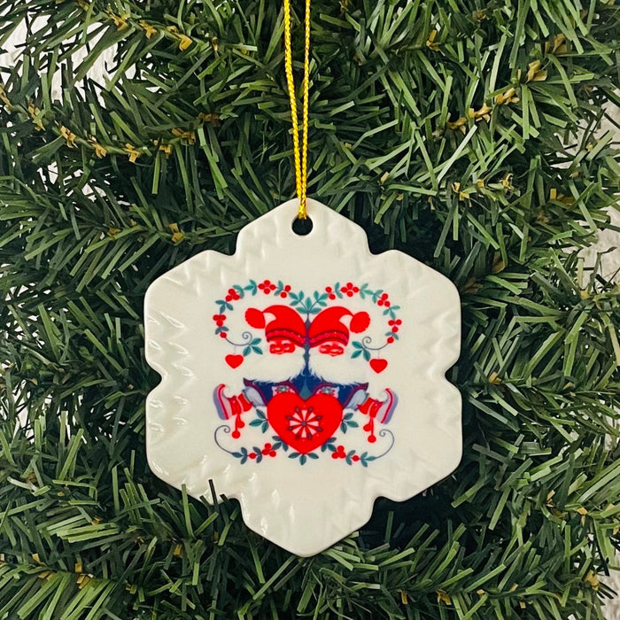 Ceramic Ornament, Snowflake shaped Lappland Santas