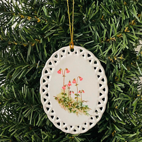 Ceramic Oval Ornament, Linnea flowers