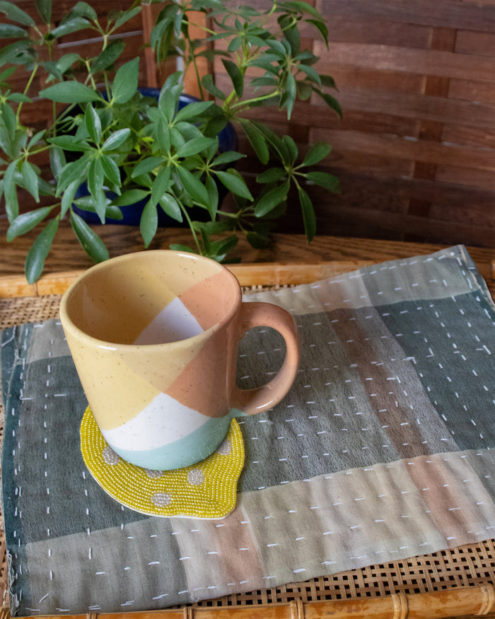 Coaster, Bisque, Beaded Lemon