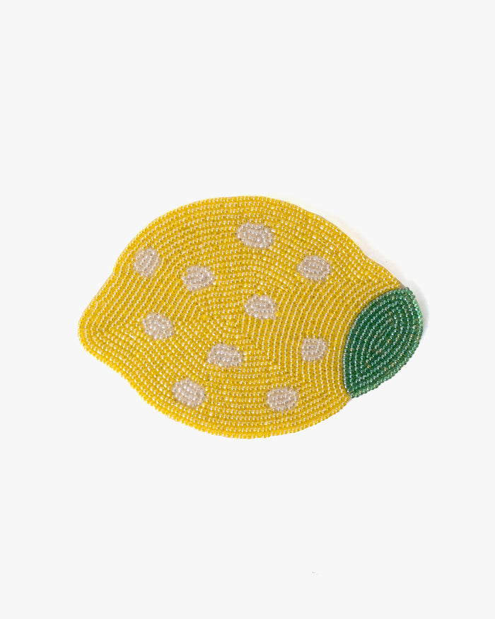 Coaster, Bisque, Beaded Lemon