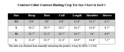 CONTRAST COLLAR CONTRAST BINDING CROP TEE