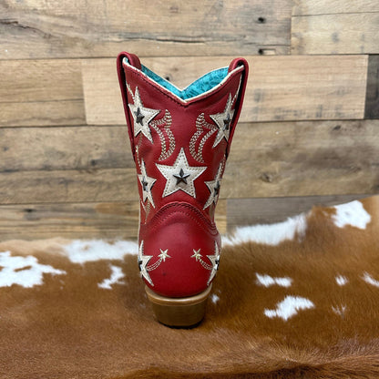 Corral Women's Red Embroidery & Stars Overlay Ankle Boot
