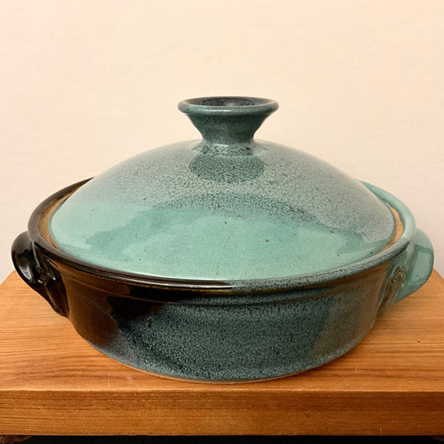 Covered Casserole in Turquoise & Midnight Black