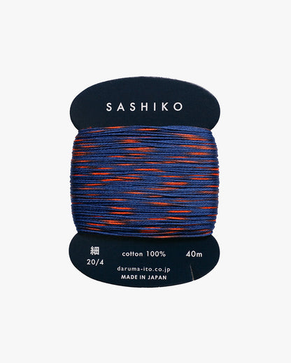 Daruma, Sashiko Thread 40m, Dark Blue and Gradient Orange