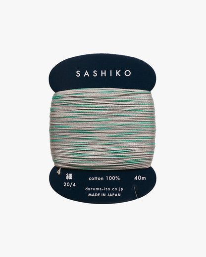 Daruma, Sashiko Thread 40m, Grey and Gradient Turquoise