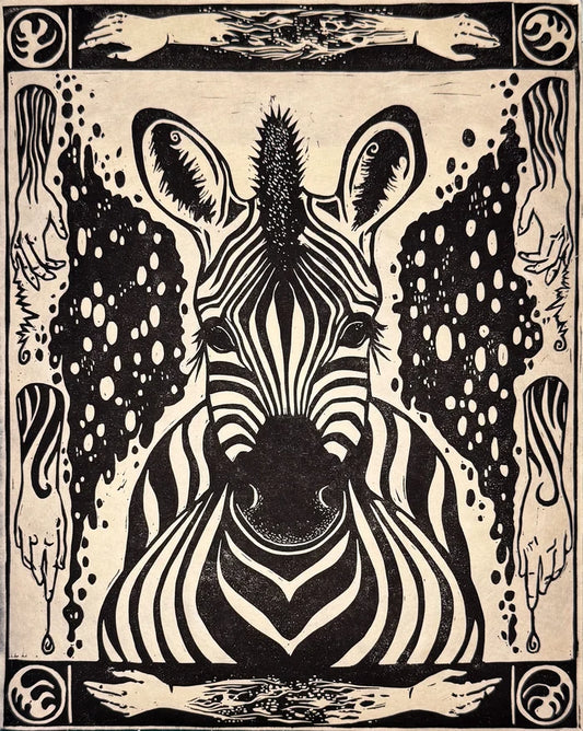 “Dazzle" Original Linocut Print by Olive Roberts