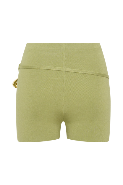 Dimitri Mini Knit Shorts With Belt - Light Olive