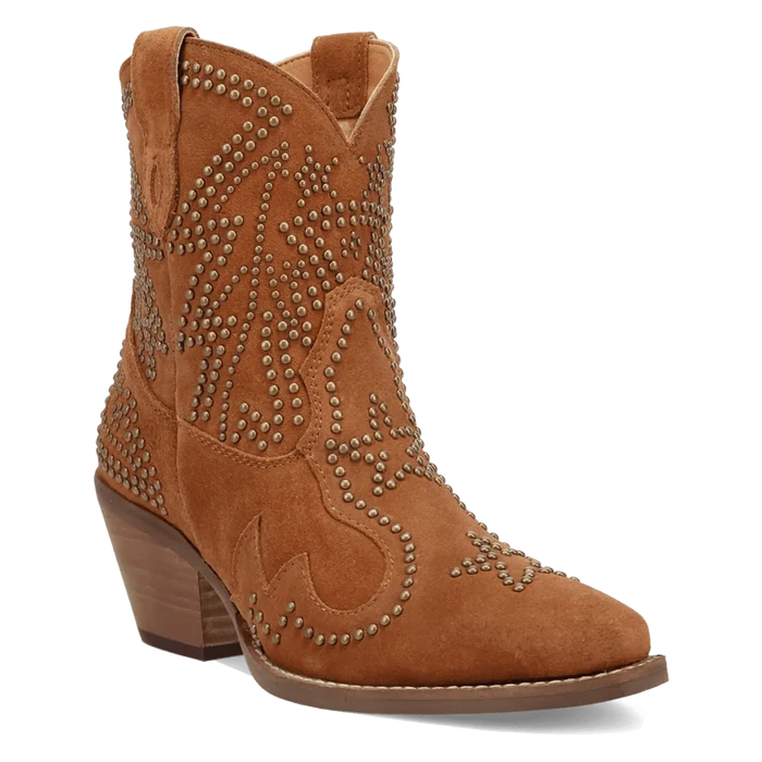 Dingo Women's Seein' Stars Suede Leather Bootie in Camel