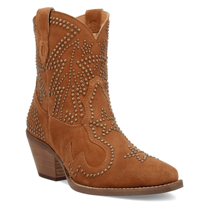 Dingo Women's Seein' Stars Suede Leather Bootie in Camel