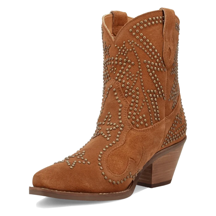 Dingo Women's Seein' Stars Suede Leather Bootie in Camel
