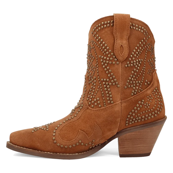Dingo Women's Seein' Stars Suede Leather Bootie in Camel