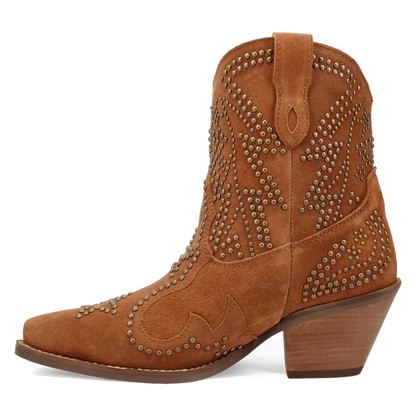 Dingo Women's Seein' Stars Suede Leather Bootie in Camel