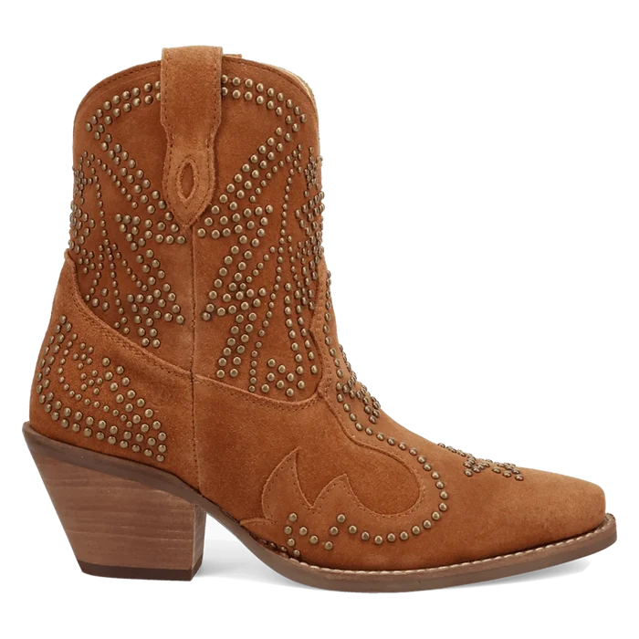 Dingo Women's Seein' Stars Suede Leather Bootie in Camel